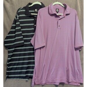 Lot Of 2 FootJoy Golf Polo Shirts Mens 2XL XXL Striped Performance TPC Louisiana